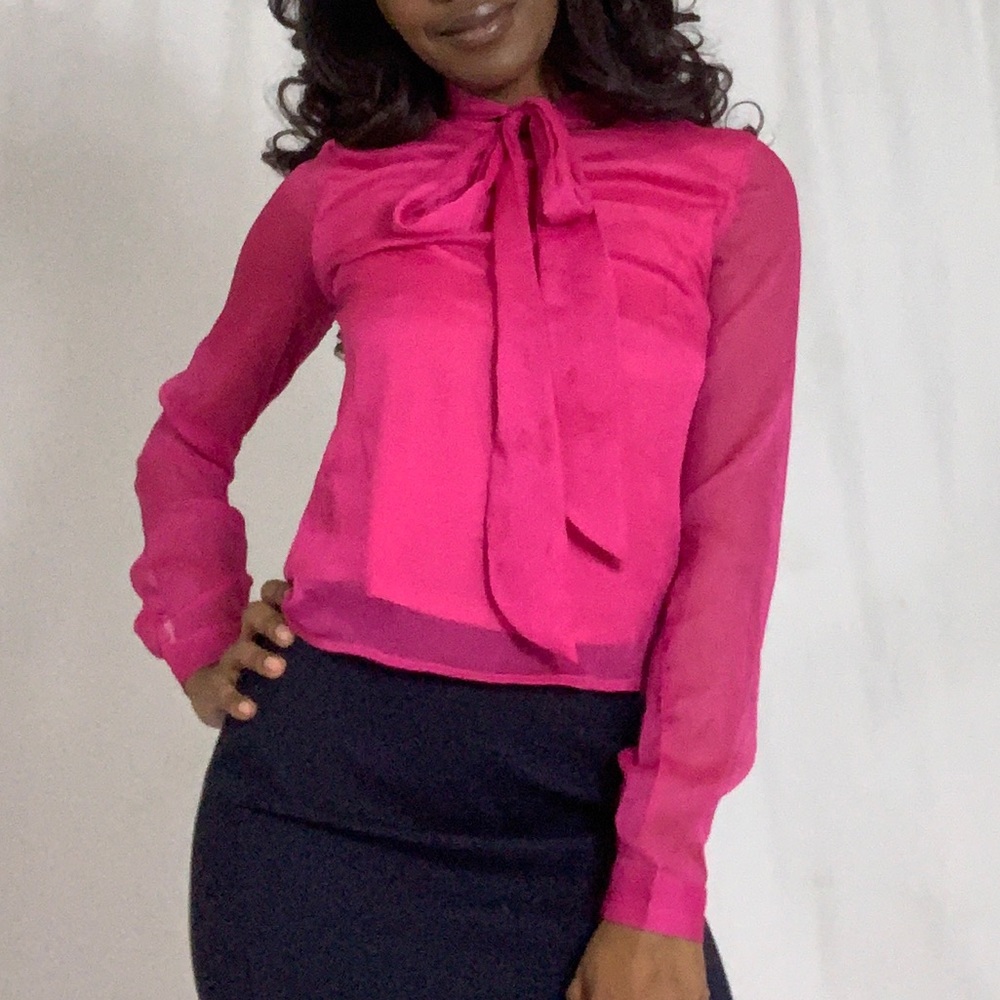 Pink Bow Blouse Top